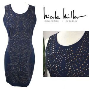 NICOLE MILLER Artelier Small Metal Stud Dress | Knee length sheath